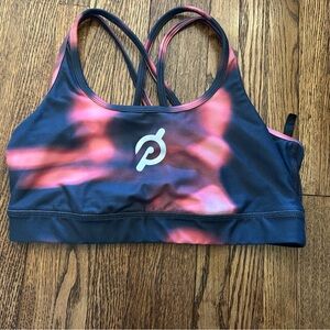 Peloton Pink and Black Sports Bra with Crossback Straps